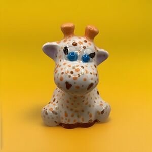 Ceramic Hand Painted Giraffee Piggy Bank - Signed 2017 Decorative Collectible